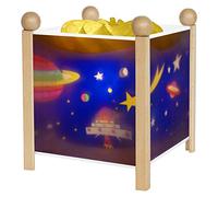 TROUSSELIER - Espace - Veilleuse - Lanterne Magique - Idéal Cadeau Enfant - Dessin animé - Lumière rassurante - Couleur Bois Naturel - Ampoule 12V 10W inclue - Prise Elec. UK