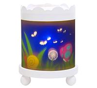 TROUSSELIER - Les Papillons - Veilleuse - Manège Magique - Idéal Cadeau Enfant - Dessin animé - Lumière rassurante - Couleur Bois Blanc - Ampoule 12V 10W inclue - Prise Elec. UK