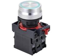 Tru Components Bouton poussoir 22 mm à impulsion ONPOW26-11E/B/12V, Bouton + interrupteur, Bleu