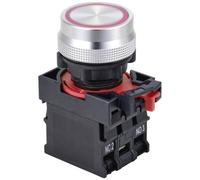 Tru Components Bouton poussoir 22 mm à impulsion ONPOW26-11E/R/12V, Bouton + interrupteur, Rouge