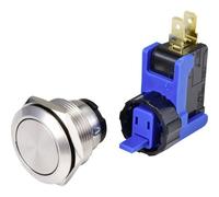 Tru Components Bouton-poussoir 250 V 15 A 1 x marche/arrêt IP65 à impulsion 1 pc., Bouton + interrupteur, Argent
