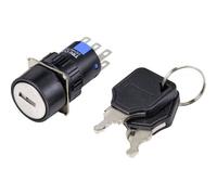 Tru Components Interrupteur à clé 250 V/AC 3 A 2 x marche/arrêt/marche IP65 à verrouillage/0/à verrouillage 1 pc., Bouton + interrupteur, Argent, Noir
