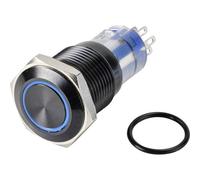 Tru Components LAS2GQH-22ZE/B/12V/A/P Bouton-poussoir 48 V/DC 5 A 2 x arrêt/marche IP65 à verrouillage 1 pc., Bouton + interrupteur, Bleu