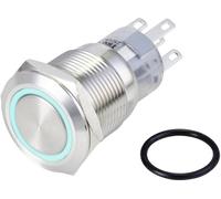 TRU COMPONENTS TC-10090952 LAS1-AGQ-11ZE/B/24V/S Bouton-poussoir antivandalisme 250 V/AC 3 A 1 x On/On à accrochage bleu IP65