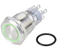 TRU COMPONENTS TC-10090980 LAS1-AGQ-22ZE/G/24V/S Bouton-poussoir antivandalisme 250 V/AC 3 A 2 x On/On à accrochage vert IP65