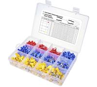 TRU COMPONENTS TC-11991832 Assortiment de cosses à oeillet partiellement isolé 0.5 mm² 6 mm² rouge, bleu, jaune 505 pc(s)