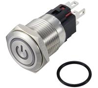 TRU COMPONENTS TC-12647388 Bouton-poussoir 250 V/AC 3 A 1 x Off/(On) IP65 bleu à rappel acier inoxydable 1 pc(s)