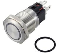 TRU COMPONENTS TC-12647408 Interrupteur à pression 250 V/AC 3 A 1 x Off/(On) IP65 vert à accrochage acier inoxydable 1 pc(s)