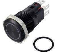 TRU COMPONENTS TC-12647436 Bouton-poussoir 250 V/AC 3 A 1 x Off/(On) IP65 RVB à rappel Aluminium, anodisé 1 pc(s)