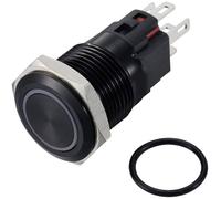 TRU COMPONENTS TC-12647448 Interrupteur à pression 250 V/AC 3 A 1 x Off/(On) IP65 rouge à accrochage Aluminium, anodisé 1 pc(s)
