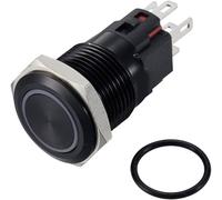 TRU COMPONENTS TC-12647456 Interrupteur à pression 250 V/AC 3 A 1 x Off/(On) IP65 vert à accrochage Aluminium, anodisé 1 pc(s)