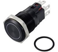 TRU COMPONENTS TC-12647460 Interrupteur à pression 250 V/AC 3 A 1 x Off/(On) IP65 RVB à accrochage Aluminium, anodisé 1 pc(s)