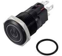 TRU COMPONENTS TC-12647464 Interrupteur à pression 250 V/AC 3 A 1 x Off/(On) IP65 rouge à accrochage Aluminium, anodisé 1 pc(s)