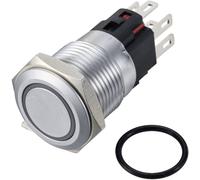 TRU COMPONENTS TC-12647532 Interrupteur à pression 250 V/AC 3 A 1 x Off/(On) IP65 RVB à accrochage Laiton chromé 1 pc(s)