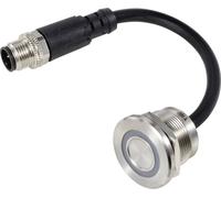 TRU COMPONENTS TC-12835296 TC-TS22A10YSSR12M12 MALE CONNECTOR Poussoir sensitif 24 V 0.5 A 1 x Off/(On) à rappel rouge (Ø) 25 mm