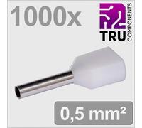 TRU COMPONENTS TC-13377224 Embout double d'extrémité de câble 0.5 mm² partiellement isolé blanc 1000 pc(s)