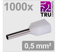 TRU COMPONENTS TC-13377224 Embout double dextrémité de câble 0.5 mm² partiellement isolé blanc 1000 pc(s)
