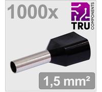 TRU COMPONENTS TC-13377236 Embout double dextrémité de câble 1.5 mm² partiellement isolé noir 1000 pc(s)