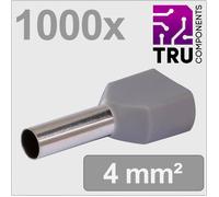 TRU COMPONENTS TC-13377244 Embout double dextrémité de câble 4 mm² partiellement isolé gris 1000 pc(s)
