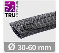 TRU COMPONENTS TC-13377576 T24CA110 Gaine tressée noir polyester 30 à 60 mm Marchandise vendue au mètre