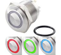 TRU COMPONENTS TC-7494616 TC-GQ16F-10E/42RGB/ Bouton-poussoir antivandalisme 48 V/DC 2 A 1 x Off/(On) à rappel rouge, vert, bleu