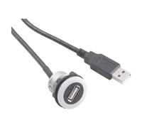 Tru Components USB femelle encastré, encastré USB-05-BK USB femelle type A, éclairé sur USB mâle type A avec 60, Câble + prise électronique, Noir