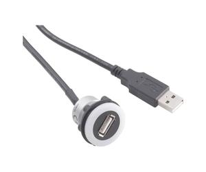 Tru Components USB femelle encastré, encastré USB-05-BK USB femelle type A, éclairé sur USB mâle type A avec 60, Câble + prise électronique, Noir