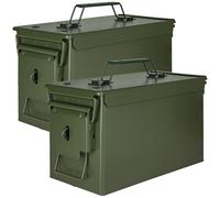 Trucky Ammo Box Lot de 2 boîtes à munitions, en métal, avec couvercle, 31 x 16 x 19 cm, vert armée