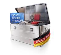 Boîte en aluminium avec couvercle Argentée 135 litres Boîte en métal Boîte de transport Boîte de rangement Verrouillable trucky