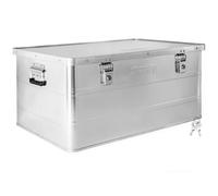 Trucky Boîte en aluminium avec couvercle Argentée 135 litres Boîte en métal Boîte de transport Boîte de rangement Verrouillable
