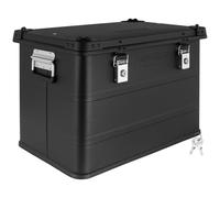 Boîte en aluminium avec couvercle Noir 75 litres Boîte en métal Boîte de transport Boîte de rangement Verrouillable trucky