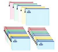 TRUEIN Pochette Plastique Zippée A4+A5+A6, 25 Pièces, 5 Couleurs, PVC Mesh Zipper Pouch Etanche, Pochette Document Plastique en Maille, Pour Ranger Documents, Reçus, Cosmétiques, Jouets