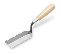Truelle à Bord dentelé de Marshalltown, Encoche en V avec 6x4,5 mm et Manche en Bois, truelle étroite pour Les endroits étroits, Dimensions : 127x51 mm