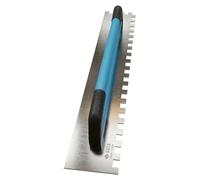 Truelle carrée de grande taille - 61 cm - Truelle pour carrelage - Lame en acier inoxydable - Denture de 12 mm - Manche fermé