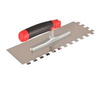 Truelle crantée avec poignée ergonomique, truelle carrée en acier inoxydable, outil d'installation de sol à prise confortable pour adhésif de mortier