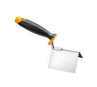 Truelle d'angle Hardy Working Tools 8x6x6 cm, série 28, acier inoxydable avec manche bi-matière. Modèle extérieur pour enduit, plâtre, bords et colles de construction.