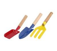 Truelle de Jardin à Main 3 Pièces en Bois et Métal pour Jardinage | Pointe Triangulaire et Forme Carrée, pour Bêcher le Sol Dur et Planter Légumes ou Fleurs