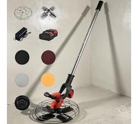 Truelle Électrique pour Lisser et Poncer, Surfaceuse Béton Portative, Taloche Enduit Mural à 6 Vitesses, Kit Complet avec Rallonge Aluminium 130cm, 5 Disques et 2 Batteries
