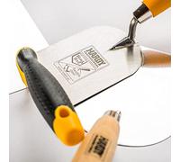 Truelle Hardy Working Tools 14 x 8 cm, série 28, maçon en acier inoxydable avec manche ergonomique. Outil idéal pour enduit, plâtre, colle et mastics de rénovation.
