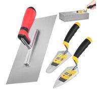 Truelle pour ciment Fournitures pour lissage et finition plate | Lot de 3 truelles avec manche souple pour mortier, carrelage, stuc, brique, réparation, sol, cloison sèche, construction