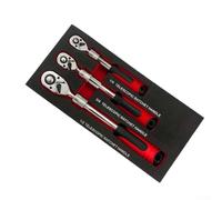 Trurovem Lot de 3 clés à cliquet télescopiques à 72 dents bidirectionnelles avec libération rapide, poignée extensible réglable de 25,4 à 43,2 cm pour douilles d'entraînement de 1/4", 3/8", 1/2