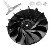 Trurovem Roue de ventilateur à turbine pour déchiqueteuse à vide BG56 BG86 SH56 SH86 pour souffleur de feuilles, 167 mm OD 48 mm de longueur trou de 7 mm, pièce de rechange en plastique pour jardin