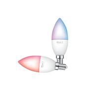 Trust WiFi E14 Ampoule Connectée, Compatible avec Alexa et Google Home, Ampoule LED Couleur, Sans Hub, 2.4GHz Lampe LED, E14 Blanc et Couleur - Lot de 2