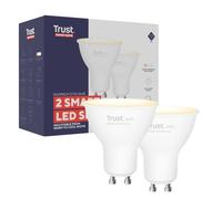 Trust GU10 Ampoule Connectée Lampe LED Spotlight Dimmable Blanc, Lot de 2 | 1800-6500K, 5W, 345 Lumens, Compatible avec Alexa et Google Home, Sans Hub, WiFi 2.4GHz, Lumière Blanche Chaude à Froide