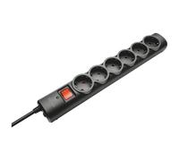 Trust Multiprise 6 Prises, 180cm, Parafoudre avec Interrupteur, Type F, Rallonge Électrique - Noir