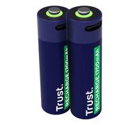 Trust Pile rechargeable AA USB-C 1700 mAh, protection court-circuit, lot de 2