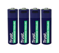 Trust Piles AA Rechargeables USB-C Lot de 4, Port USB-C Intégré, Accu Capacité 1700mAh, Aucun Chargeur de Batterie Nécessaire, Charger Via Chargeur de Téléphone/Câble USB Inclus, 4PCS