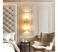 Trutipon Applique Murale Moderne Luxueuse Double En Verre Cristal Doré Structure Métallique Avec Douille E14 Modèle Au Design Original Pour Éclairage Intérieur Chambre Salon Couloir Et Hôtel