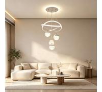 Trutipon Suspension Cristal Moderne À LED À Trois Températures De Lumière Lustre À 4 Boules Réglable En Hauteur En Fer Forgé Et Acrylique Adaptée Pour Salle À Manger Salon Et Cuisine
