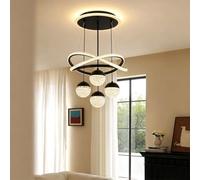 Trutipon Suspension Cristal Moderne À LED À Trois Températures De Lumière Lustre À 4 Boules Réglable En Hauteur En Fer Forgé Et Acrylique Adaptée Pour Salle À Manger Salon Et Cuisine